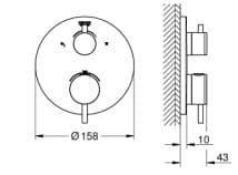 Bản vẽ Mặt Nạ Sen Âm Tường Đức Grohe 24135DA3