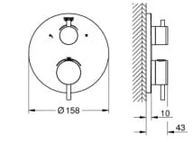 Bản vẽ Mặt Nạ Sen Âm Tường Đức Grohe 24135DA3