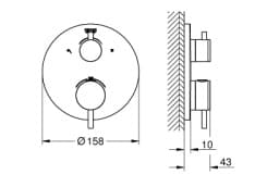 Bản vẽ Mặt Nạ Sen Âm Tường Đức Grohe 24135GL3
