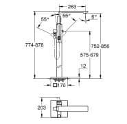 Bản vẽ Vòi Sen Bồn Tắm Đặt Sàn Đức Grohe 25222GN1