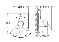 Bản vẽ Mặt Nạ Sen Âm Tường Đức Grohe 19315GN1