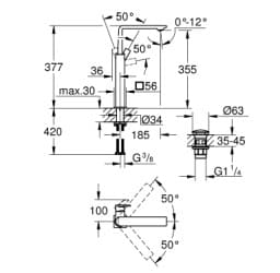 Vòi Chậu Lavabo Nóng Lạnh 1 Lỗ Đức Grohe 23403A01