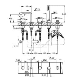 Bản vẽ Vòi Sen Bồn Tắm Gắn Bồn Đức Grohe 25221GN1
