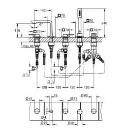 Bản vẽ Vòi Sen Bồn Tắm Gắn Bồn Đức Grohe 25221GN1