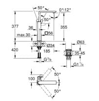Bản vẽ Vòi Chậu Lavabo Nóng Lạnh 1 Lỗ Đức Grohe 23403DL1