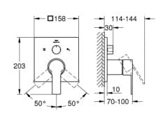 Bản vẽ Mặt Nạ Sen Âm Tường Đức Grohe 29176DL1