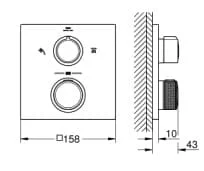 Bản vẽ Mặt Nạ Sen Âm Tường Đức Grohe 29181DL2