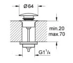 Bản vẽ Nút Nhấn Xả Lavabo Đức Grohe 65807DL0