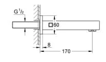Bản vẽ Vòi Tắm Gắn Tường Đức Grohe 13303AL0