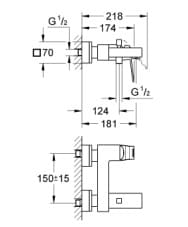 Bản vẽ Củ Sen Tắm Nóng Lạnh Đức Grohe 23140AL0