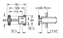 Bản vẽ Bộ Âm Cho Vòi Gắn Tường Nhập Khẩu Đức Grohe 23200002