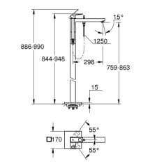 Bản vẽ Vòi Sen Bồn Tắm Đặt Sàn Đức Grohe 23672AL1