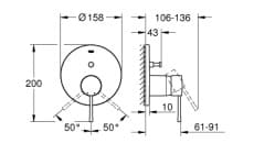 Bản vẽ Mặt Nạ Sen Âm Tường Đức Grohe 24058GN1