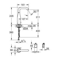Bản vẽ Vòi Chậu Lavabo Cảm Ứng Nhập Khẩu Đức Grohe 36445GN0