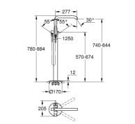 Bản vẽ Vòi Sen Bồn Tắm Đặt Sàn Đức Grohe 23491DL1