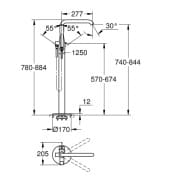 Bản vẽ Vòi Sen Bồn Tắm Đặt Sàn Đức Grohe 23491GN1