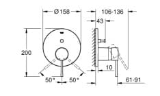 Bản vẽ Mặt Nạ Sen Âm Tường Đức Grohe 24058DL1