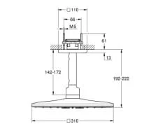 Bản vẽ Bát Sen Tắm Gắn Trần Đức Grohe 26481GN0
