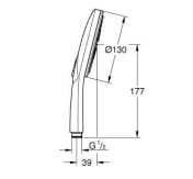 Bản vẽ Tay Sen Tắm Nhập Khẩu Đức Grohe 26574GL0