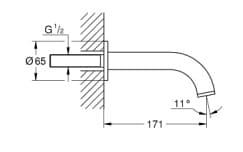 Bản vẽ Vòi Tắm Gắn Tường Đức Grohe 13139GL3