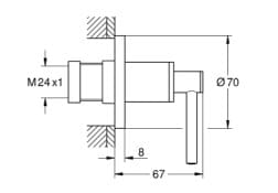 Bản vẽ Mặt Nạ Sen Âm Tường Đức Grohe 19088GL3