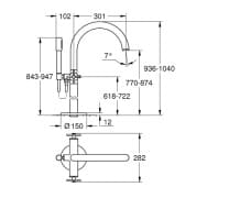 Bản vẽ Vòi Sen Bồn Tắm Đặt Sàn Đức Grohe 25044DA3
