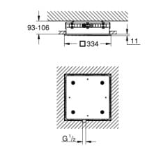 Bản vẽ Bát Sen Tắm Gắn Trần Đức Grohe 26731000