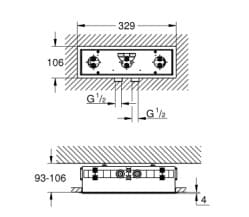 Bản vẽ Bát Sen Tắm Gắn Trần Đức Grohe 26739000