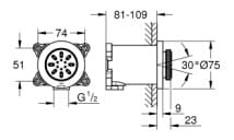 Bản vẽ Bát Sen Tắm Gắn Trần Đức Grohe 26801A00