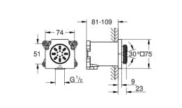 Bản vẽ Bát Sen Tắm Gắn Tường Nhập Khẩu Đức Grohe 26802000