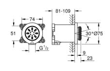 Bản vẽ Bát Sen Tắm Gắn Trần Đức Grohe 26801BE0