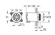 Bản vẽ Bát Sen Tắm Gắn Trần Đức Grohe 26801DA0