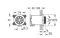 Bản vẽ Bát Sen Tắm Gắn Trần Đức Grohe 26801DC0