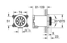 Bản vẽ Bát Sen Tắm Gắn Trần Đức Grohe 26801DL0