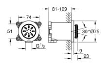 Bản vẽ Bát Sen Tắm Gắn Trần Đức Grohe 26801GL0