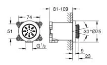 Bản vẽ Bát Sen Tắm Gắn Trần Đức Grohe 26801GL0
