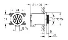 Bản vẽ Bát Sen Tắm Gắn Trần Đức Grohe 26801GN0