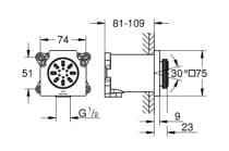 Bản vẽ Bát Sen Tắm Gắn Trần Đức Grohe 26802AL0