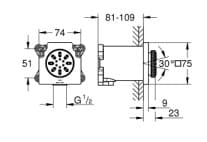 Bản vẽ Bát Sen Tắm Gắn Trần Đức Grohe 26802DC0