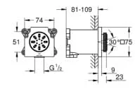 Bản vẽBát Sen Tắm Gắn Trần Đức Grohe 26802GN0