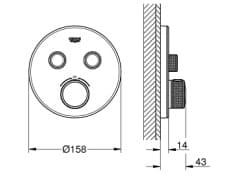 Bản vẽ Mặt Nạ Sen Âm Tường Đức Grohe 29151LS0