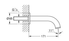 Bản vẽ Vòi Tắm Gắn Tường Đức Grohe 13139DC3