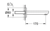 Bản vẽ Vòi Nước Gắn Tường Đức Grohe 13261GL0
