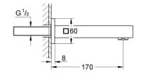 Bản vẽ Vòi Nước Gắn Tường Đức Grohe 13303GL0
