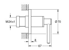 Bản vẽ Mặt Nạ Sen Âm Tường Đức Grohe 19088DC3