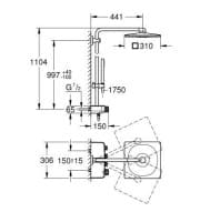 Bản vẽ Sen Cây Đứng Ổn Nhiệt Nhập Khẩu Đức Grohe 26508AL0