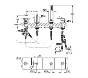 Bản vẽ Vòi Sen Bồn Tắm Gắn Bồn Đức Grohe 19316GN1