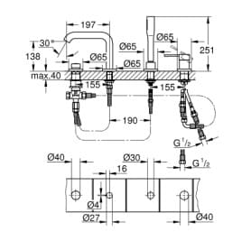 Bản vẽ Vòi Sen Bồn Tắm Gắn Bồn Đức Grohe 19578A01