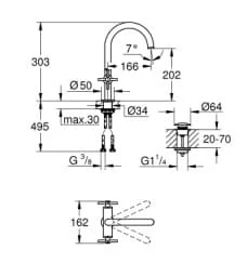 Vòi Chậu Lavabo Nóng Lạnh 1 Lỗ Đức Grohe 21019DC3