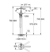 Bản vẽ Vòi Sen Bồn Tắm Đặt Sàn Đức Grohe 23491DA1